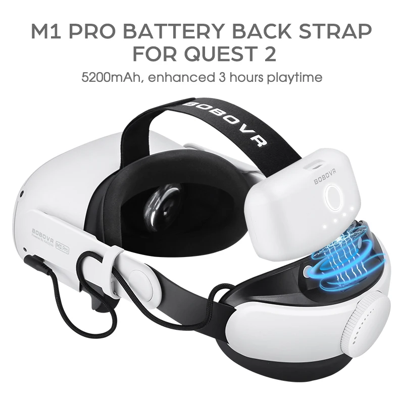 BOBOVR M1 Pro Battery Pack Head Strap for Oculus Quest 2 5200mah Magnetic Battery Elite Halo Strap For Quest2