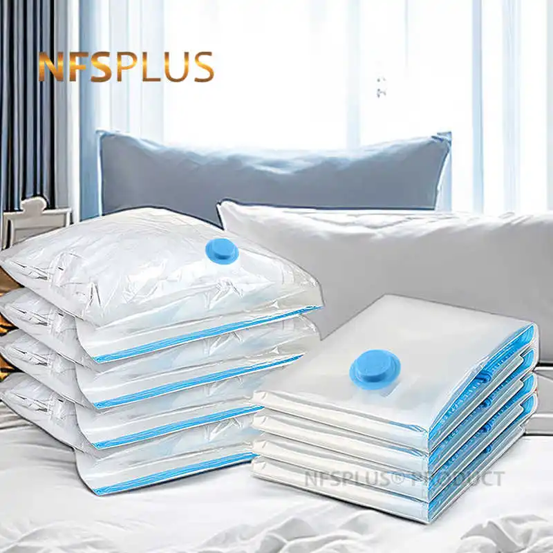 Vacuum Compression Bag For Cloth 40x60 60x80 PE PET Transparent Folding Wardrobe Under Bed Organizer Compressed Storage Bags