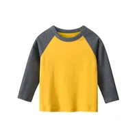 Solid Color Blank Shirt Boys Kid Children's Clothing 2024 Autumn Clothes Pachwork Long Sleeve T-shirt for Girls Cotton Tops Tees 2