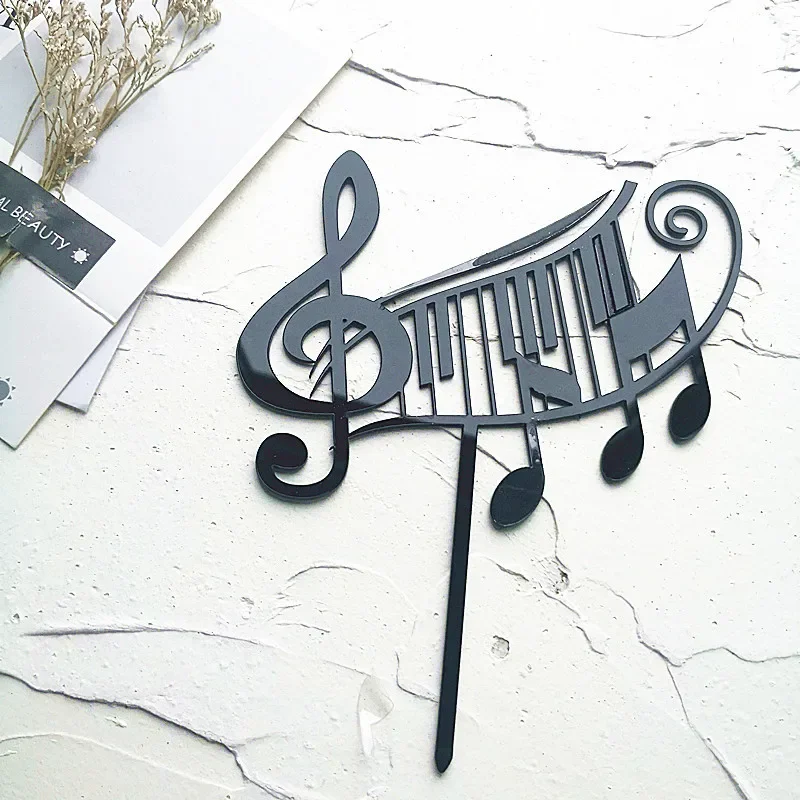 Music Theme Acrylic Cake Topper Musical Notes Happy Birthday Cake Topper Party Supplies Cake DIY Decorating Supplies