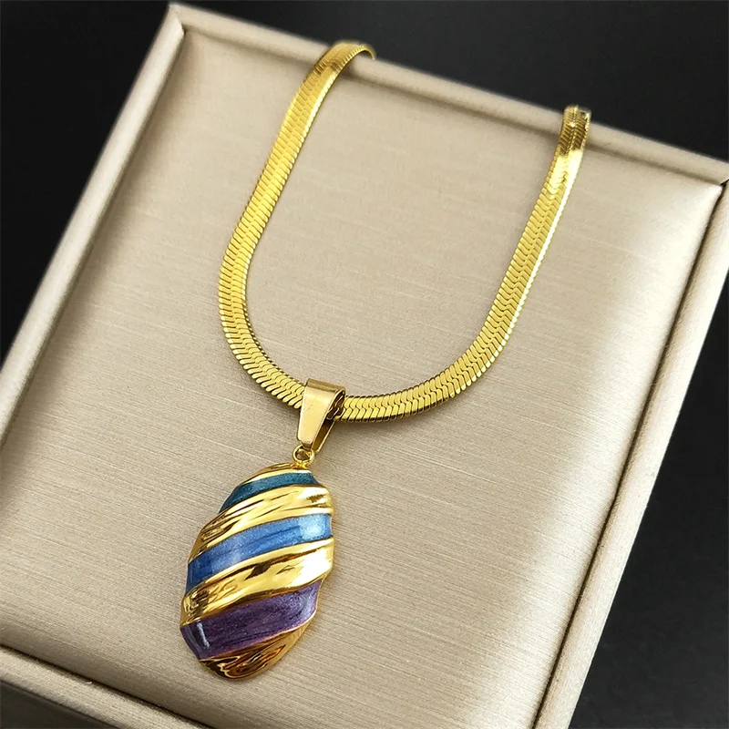 Ästhetische geometrische Anhänger Halskette für Frauen Edelstahl Gold Farbe Y2k Coole Schlüsselbein Kette Mädchen Kragen Jewerly NZZZ405S1 – Detail 3