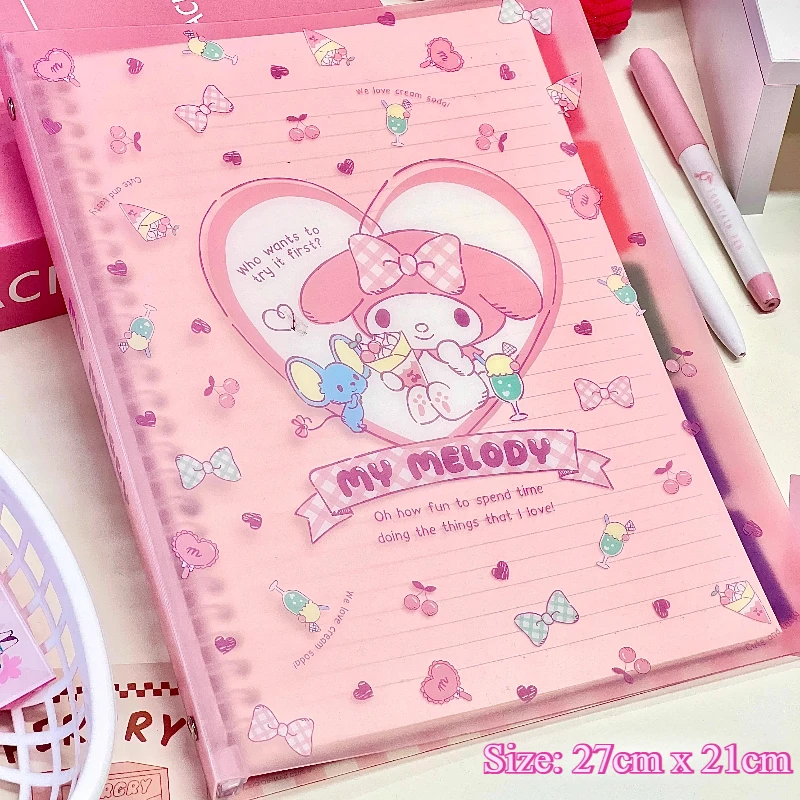 MINISO Loose-leaf B5 Journals Notebook Kuromi Cinnamoroll My Melody Schedule Plan Kawaii Diary Binder Planner School Stationery schedule notebook notebook diary journal notebook diary