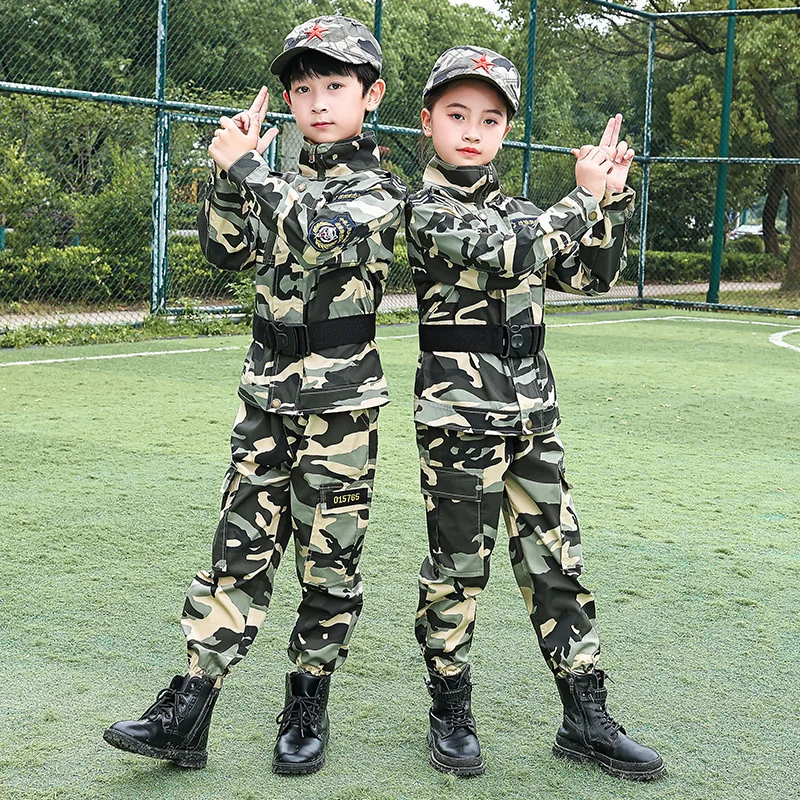 Children's camouflage suit, primary school students' short sleeved military training clothes, police, soldiers, children's