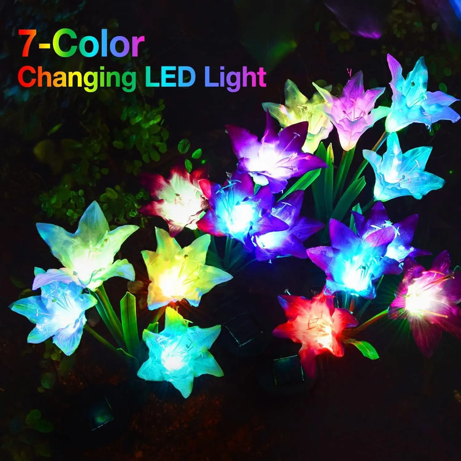 Outdoor Solar Lights Solar Garden Lawn Lights Bigger Lily Flowers landscape lighting for Outdoor Patio Yard Garden Decoration 2