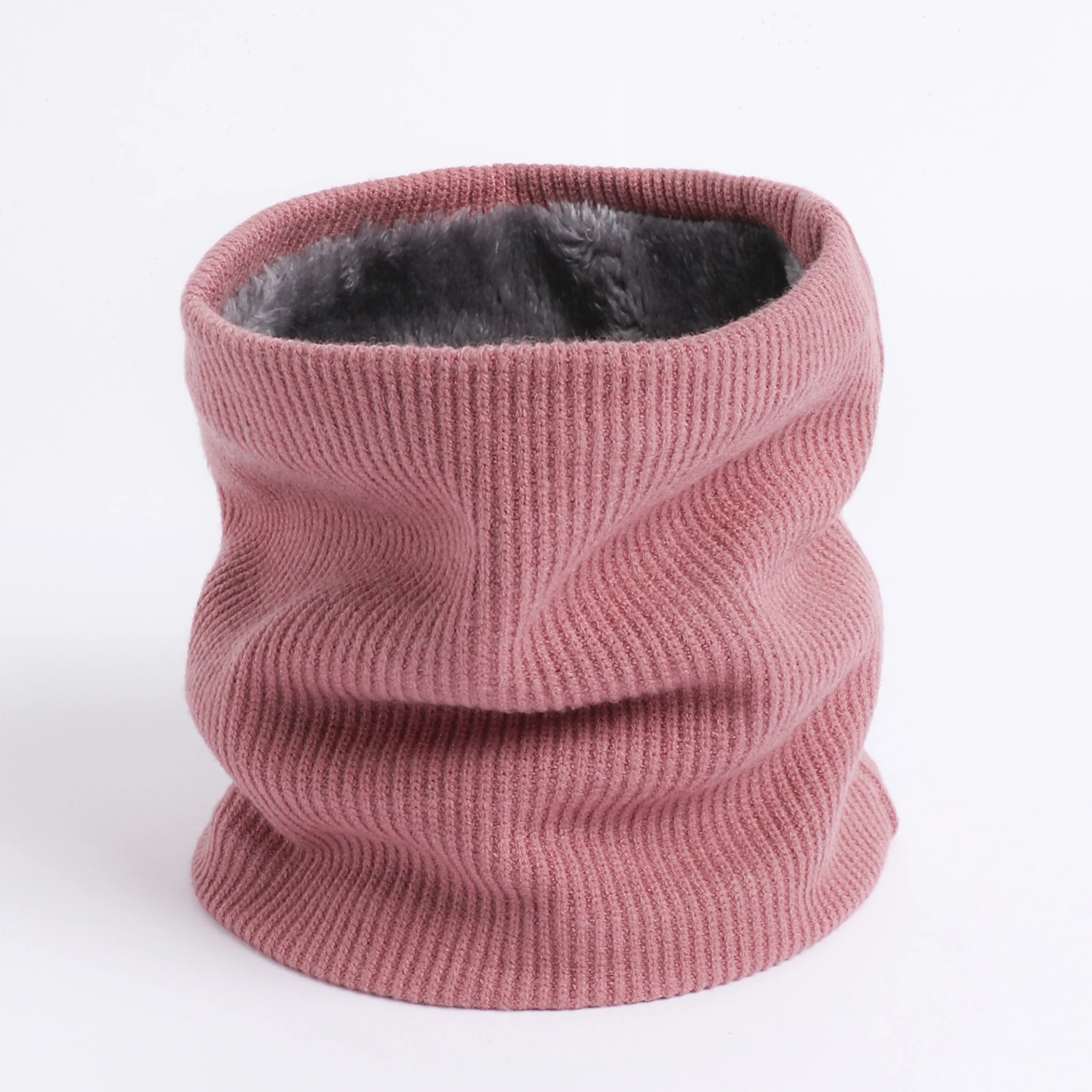 Enfärgad kashmirplysch varm vinterringhalsduk kvinnor män stickad helmask snood halsdukar bufanda tjock avgasrör_voghion.com