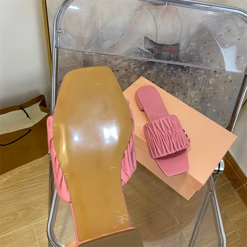 2024New European and American style pleated shoes with thick soles and slim heels in summer and autumn