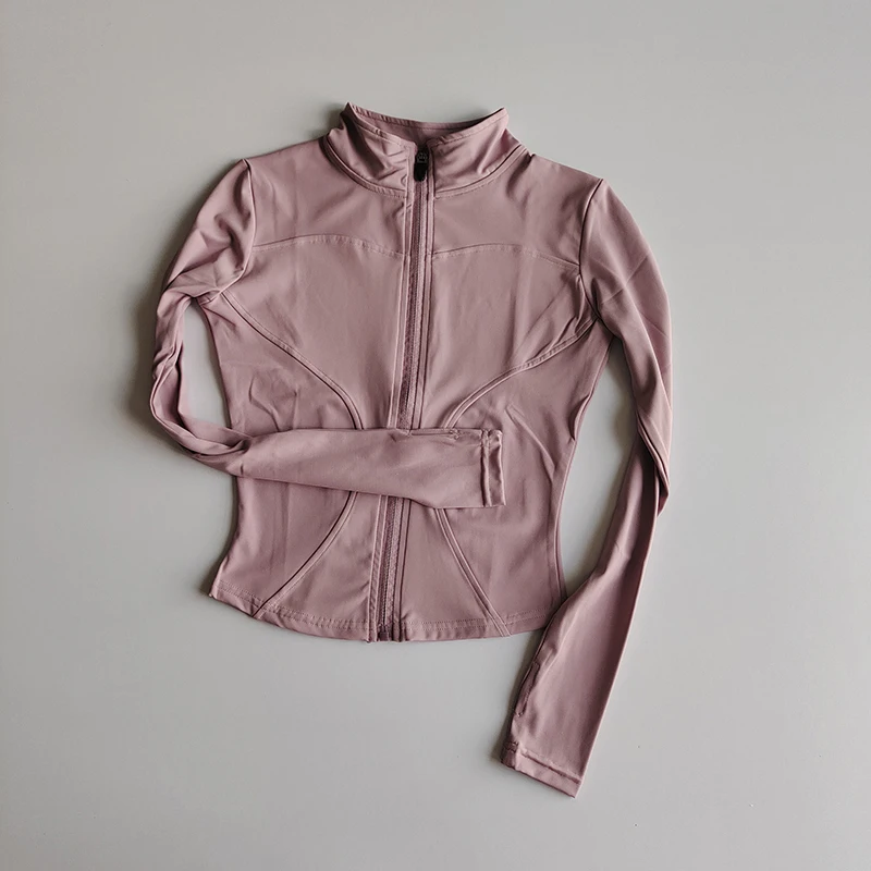 thumbnail image 1 of Chaqueta de manga larga para deportes al aire libre para mujer, ropa de Yoga delgada, cárdigan de secado rápido con cremallera, cuello alto, chaqueta para correr, Fitness, Top, 1 of 6
