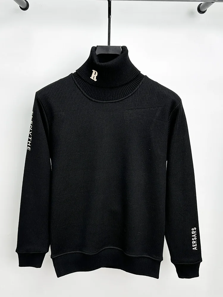 High-End Brand Luxury Men's Embroidered Sweater Autumn Winter Design New Business Casual High collar Knitted Trendy Turtleneck