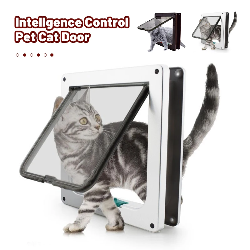 Intelligent Control 4 Way Safe Cat Gate Doors ABS Animal Small Pet Cat