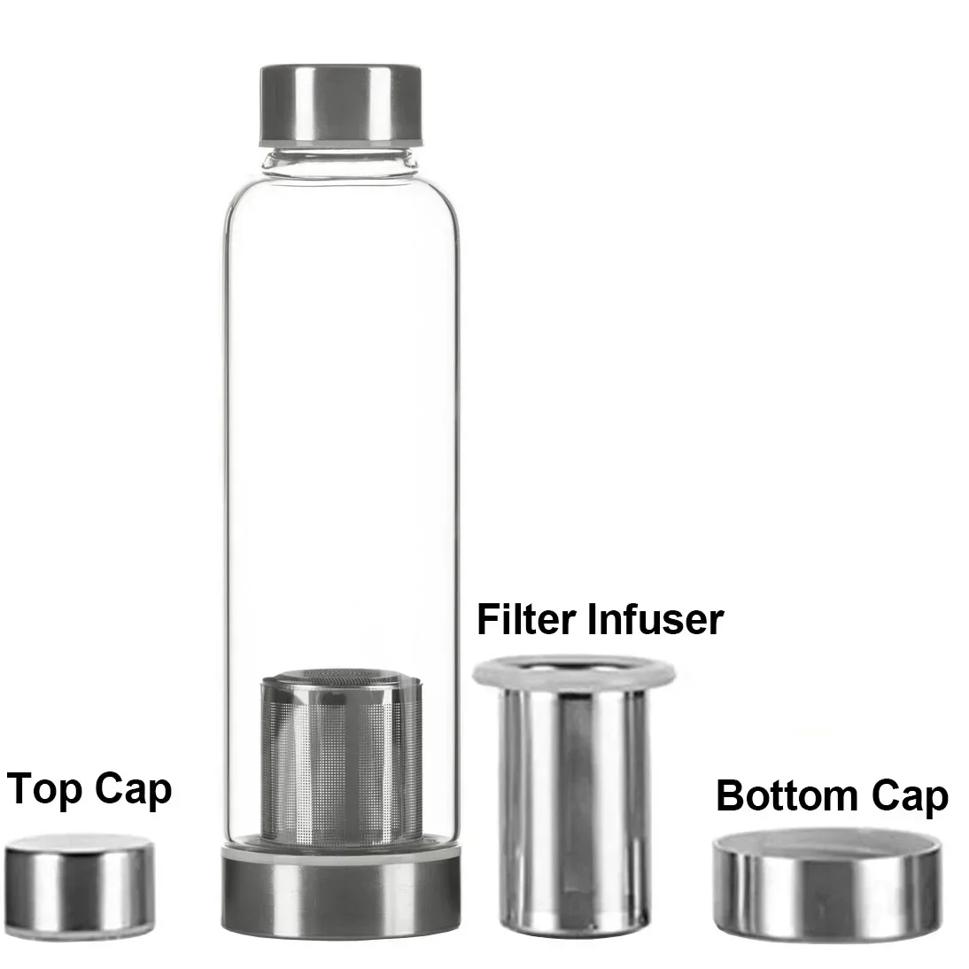 Durable Glass Water Bottle with Tea Infuser and Insulated Sleeve - 550ML