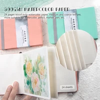 SeamiArt Two Size Small Big Drawing Hand Book 300gsm Paper 24Sheets Two Color Green Pink For Watercolor Acrylic Marker Painting 1