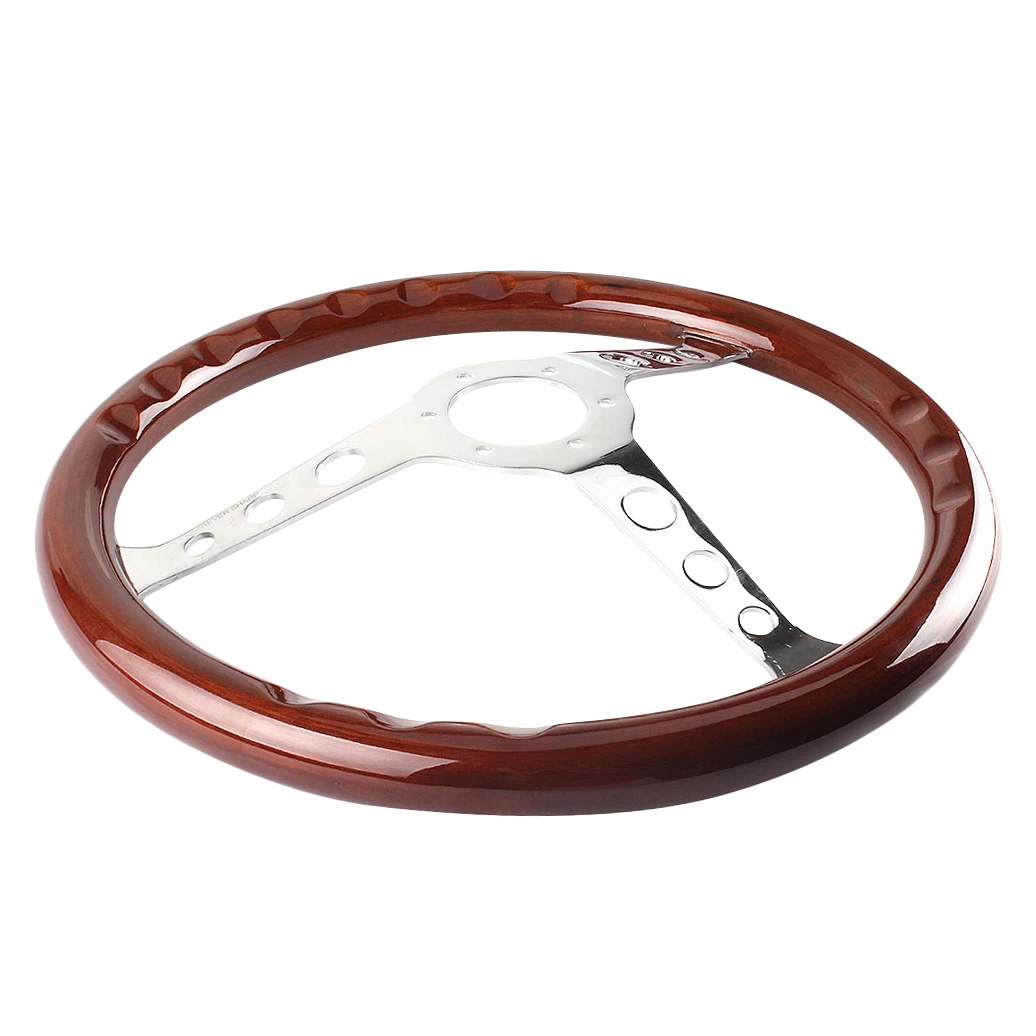 

Car Modified Steering Wheel 380MM Solid Wood Steering Wheel Vintage Car Hip Hop Retro Universal Steering