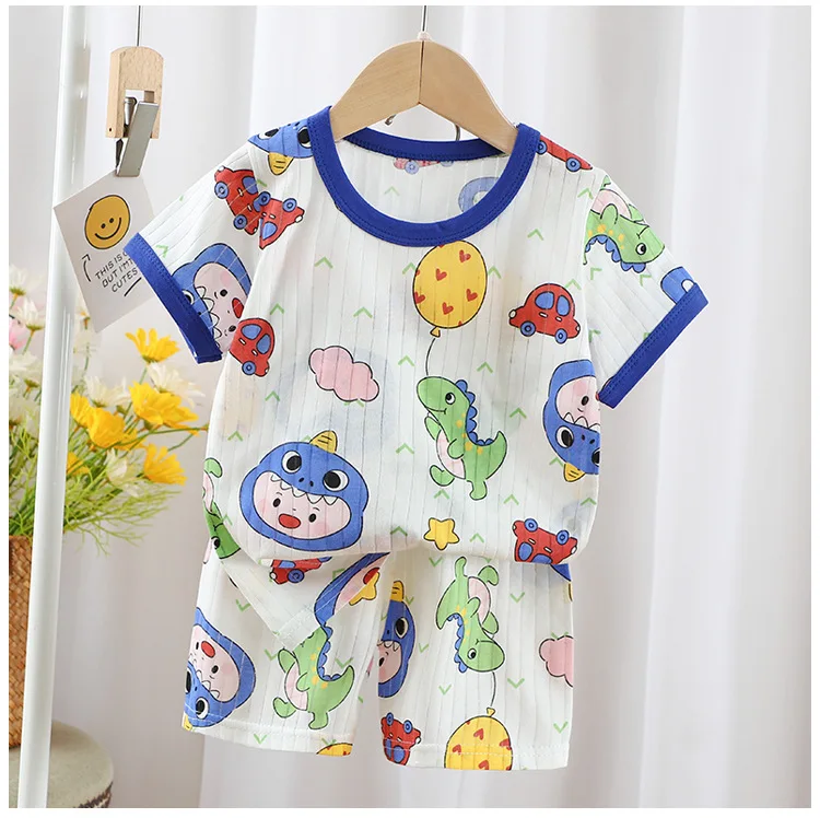 Baby Pajamas Sets Cotton Child Pajamas Toddler Summer Sleeveless Baby Nightwear Pyjamas Kids Cartoon Homewear Clothes