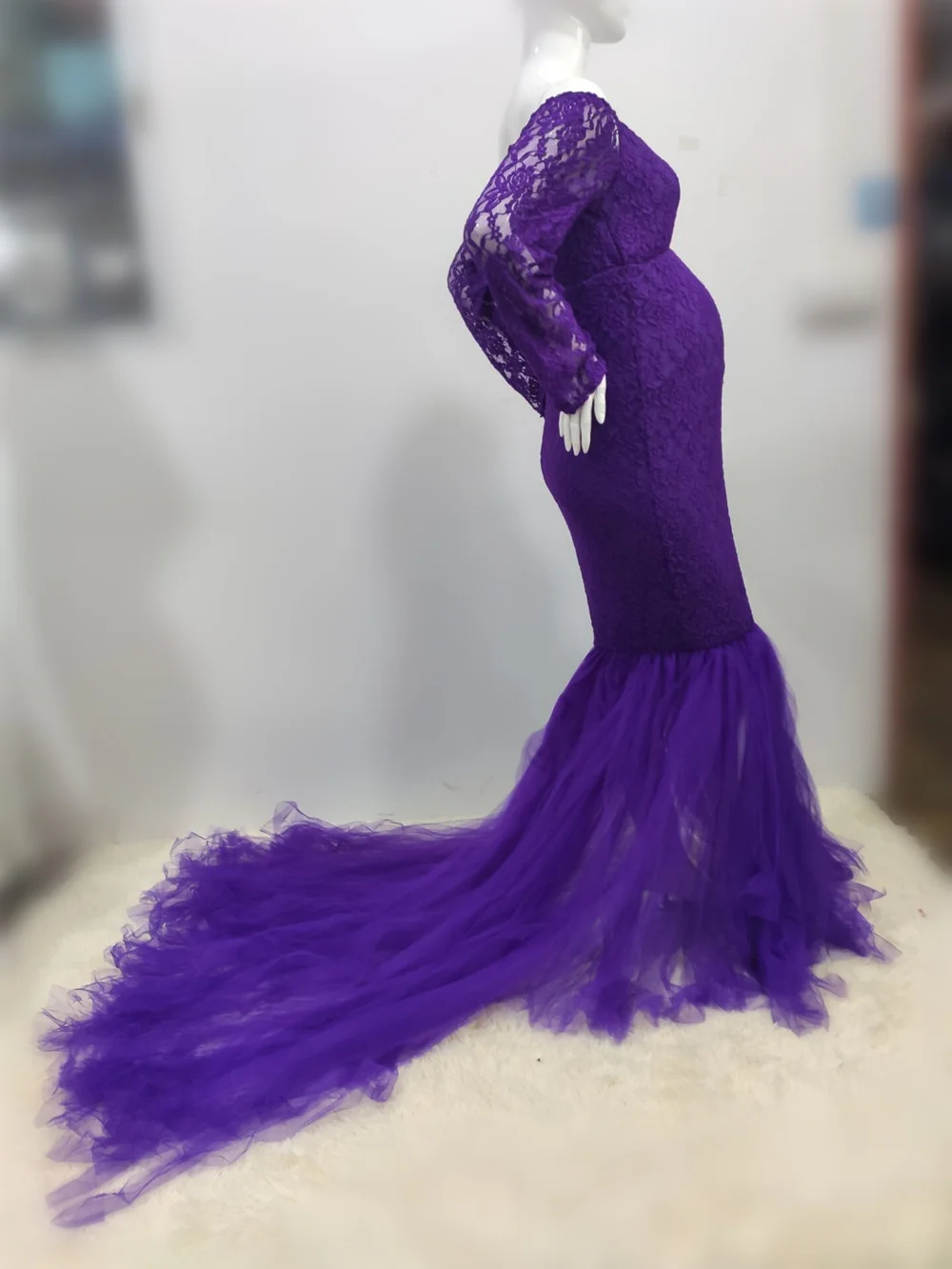 Elegence Maternity Photography Props Dresses Lace Mesh Long Pregnancy Dress For Pregnant Women Maxi Maternity Gown Photo Shoots (9)