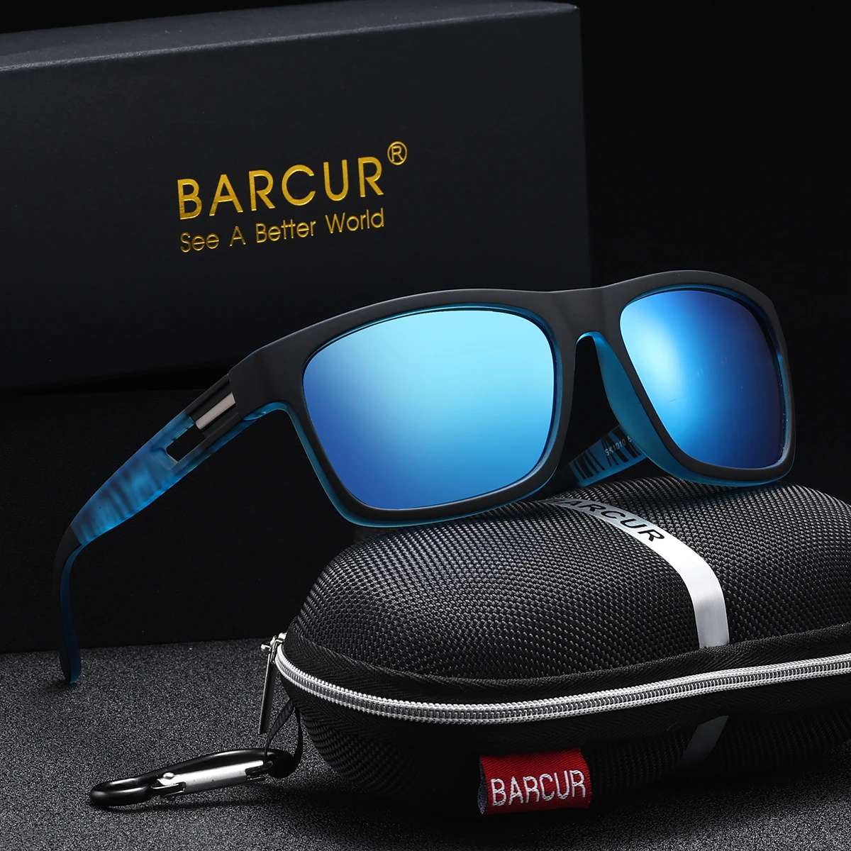 BARCUR Sport Polarisierte Sonnenbrille Bunte TAC-Beschichtung Anti-Rutsch-PC-Rahmen Radfahren Angeln Wandern Vintage Herren Sonnenbrille