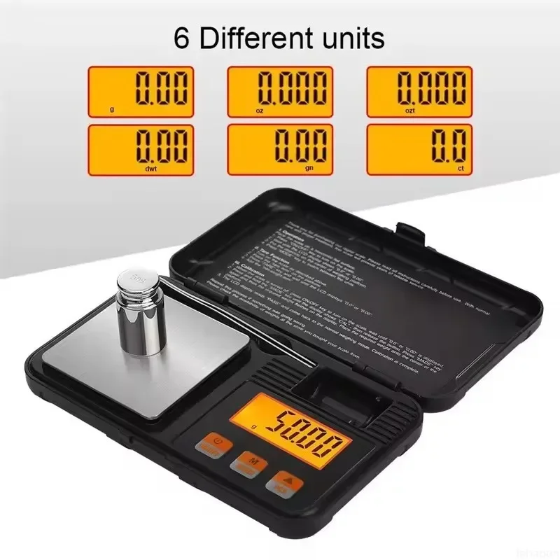 Mini balance électronique de poche numérique de haute précision 200 g/0,01 g 50 g/0,001 g pour bijoux en or et diamants_voghion.com