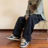 Streetwear 2024 Spring Harem Casual Pants Men Elastic Waist Solid Color Cargo Pants Multi Pocket Loose Baggy Pants For Women 2