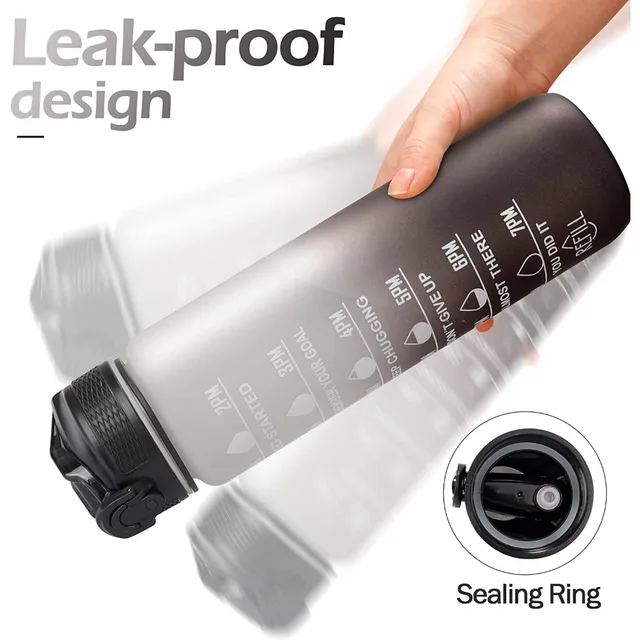 1000ml Leak Proof Water Bottles with Times to Drink and Straw Motivational Drinking Sports Water Bottle for Fitness Gym Outdoor 2