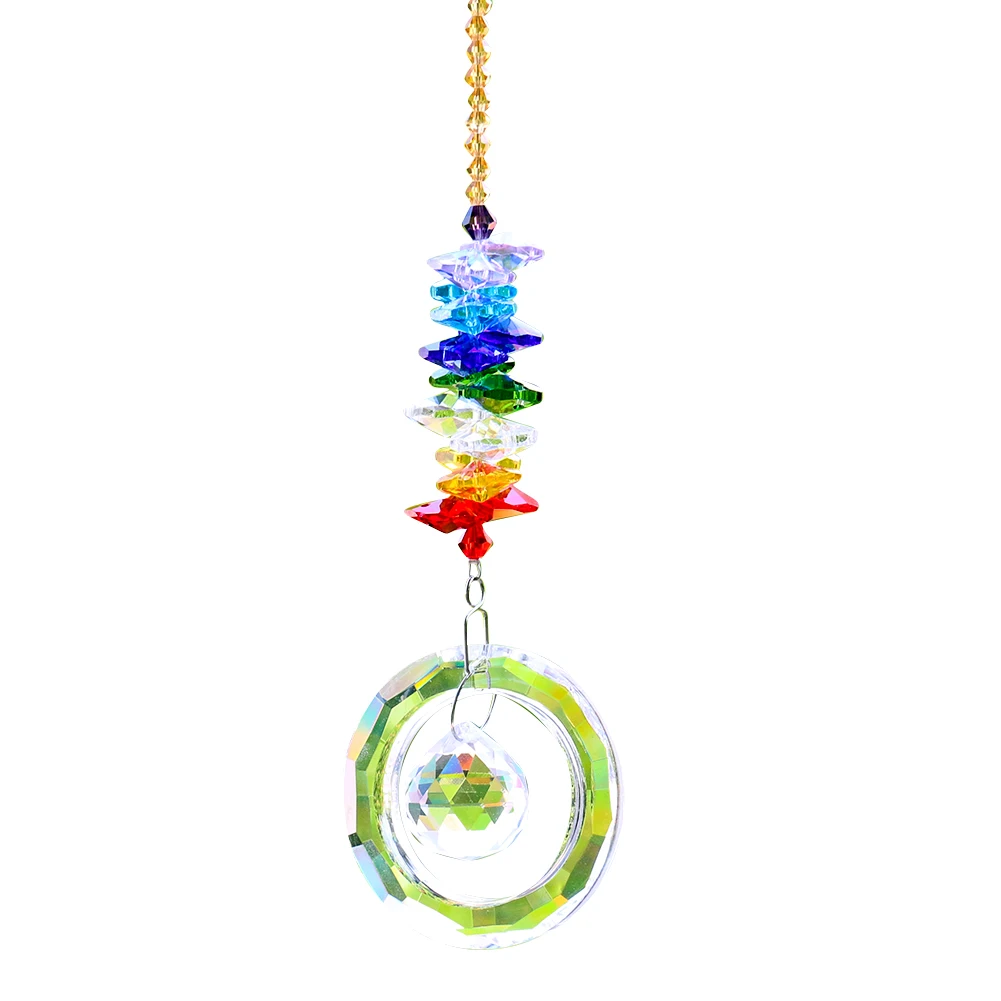 Muy Bien Chakra Rainbow Crystal Prism Sun Catcher Ball Pendulum Feng Shui Pendant Chandelier Parts DIY Hanging Home Garden Decor