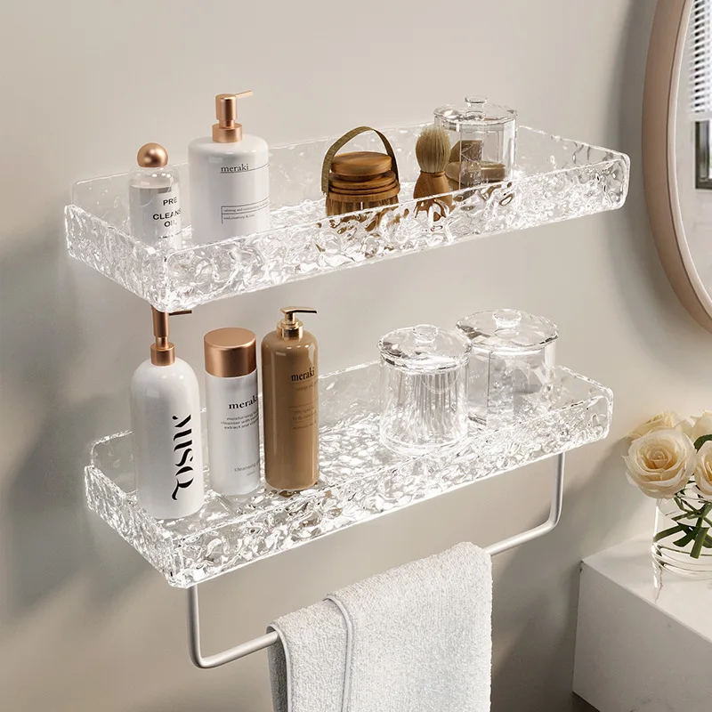 Bathroom Shelf Wall-mounted Shelves Cosmetic Storage Rack No-punch Sink Towel Shampoo Storage Rack Bath Organizer Accessories 6