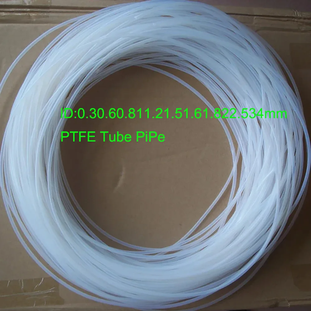 

1-5M PTFE Tube For 3D Printer Parts Pipe ID 0.3 0.8 1 1.2 To 3mm Capillary Insulated Hose High Temperature Corrosion Resistance