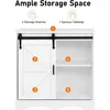 31.5" H Farmhouse Coffee Bar Cabinet W/Storage, White Kitchen Sideboard Buffet Cabinet with Sliding Barn Door,Adjustable Shelves 5