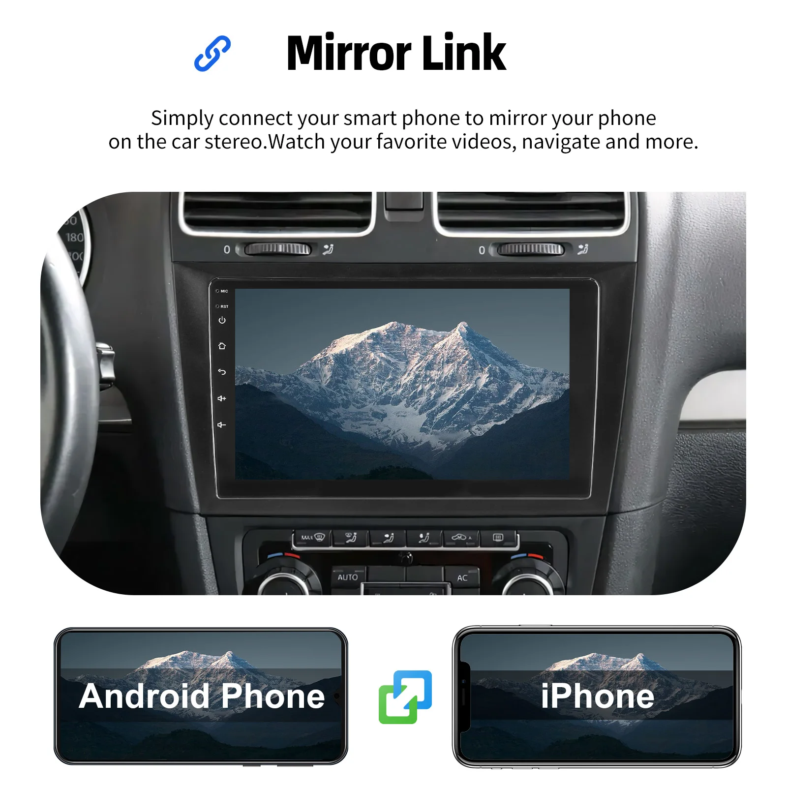 Autoradio ESSGOO Android 15 9 Zoll 64G für VW GOLF VI 2008-2012 Drahtloses CarPlay Android Auto GPS Navigation FM WIFI RDS Lenkradsteuerung Bluetooth USB Mirror Link IPS Touchscreen Head-Unit – Detail 11