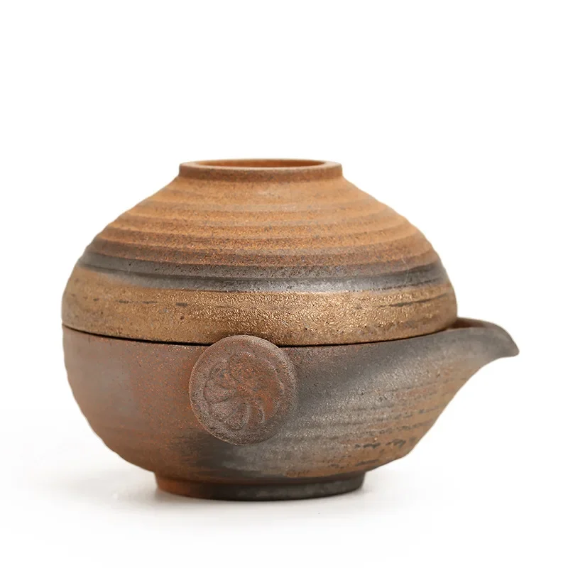 Tea Set Japanese Style Stoneware Quik Cup A Pot of A Cup Retro Wood Tureen 1 People Office Outdoor Travel