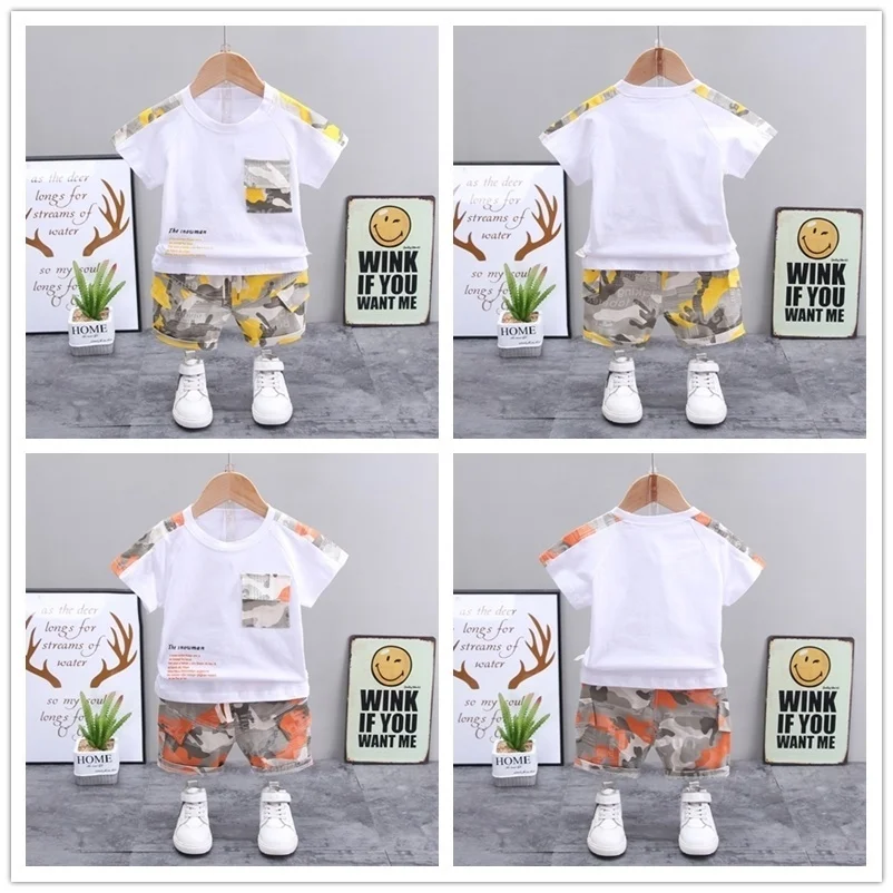 Children Clothes Fashion Summer Baby Girls Clothing Boys Sports T-Shirt Shorts 2Pcs/Sets Toddler Cotton Costume Kids Tracksuits