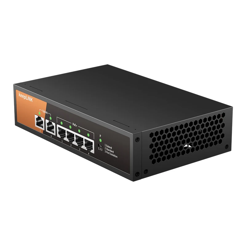 KeepLiNK 이더넷 RJ45 업링크용 메가비트 스위치, 4-PoE 포트, 2 포트, 6 포트