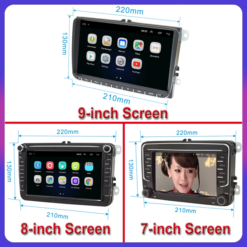 2Din Android 10 Car Radio Multimedia Player GPS WiFi/3G/4G For VW/Volkswagen/Golf/Polo/Tiguan/Passat/b7/b6/ SEAT/Skoda/Octavia car tv screens with bluetooth