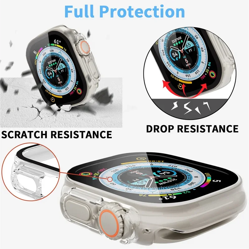Glass+case Screen Protector Tempered film For Apple Watch Ultra 2 49mm