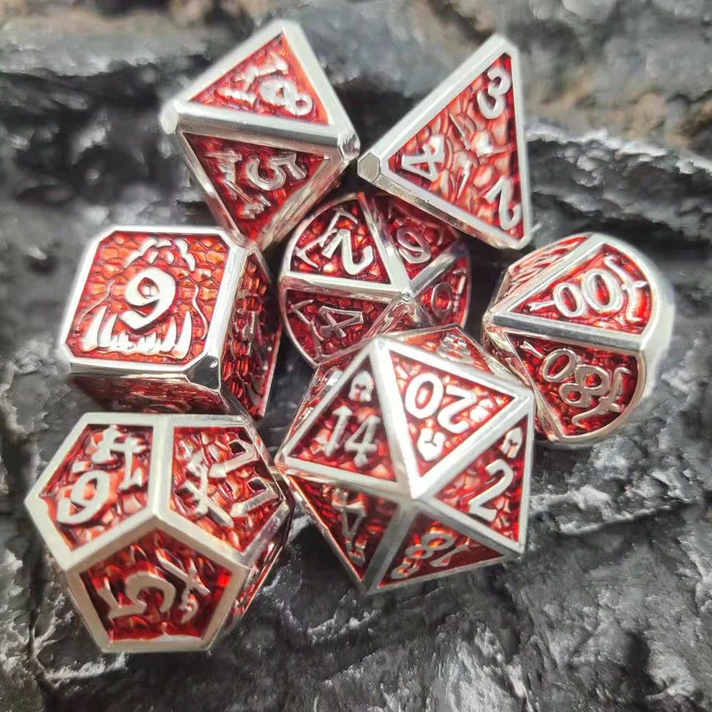 Game Dice Dice Set 7 Pcs Galaxy Metal D&D Dice Metal DND Dice Polyhedral Dice Set for Role Playing Game Pathfinder