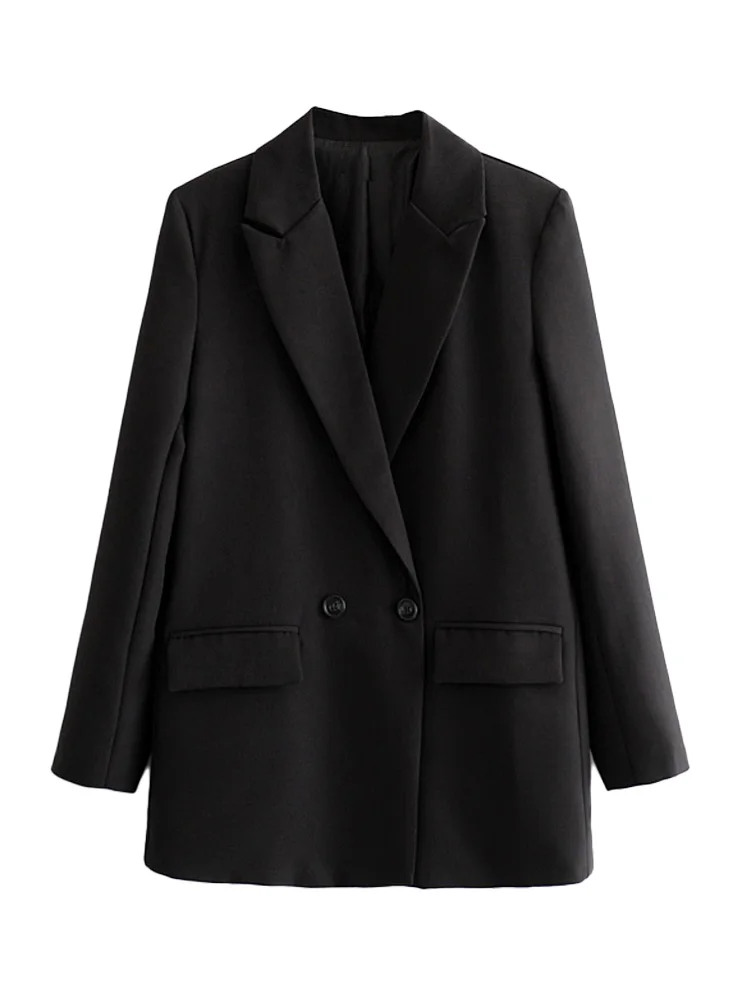 Женский офисный двубортный Блейзер, винтажное пальто с отложным воротником и длинным рукавом, верхняя одежда, Стильные топы женский двубортный блейзер длинное винтажное пальто с длинным рукавом и карманами верхняя одежда 2021