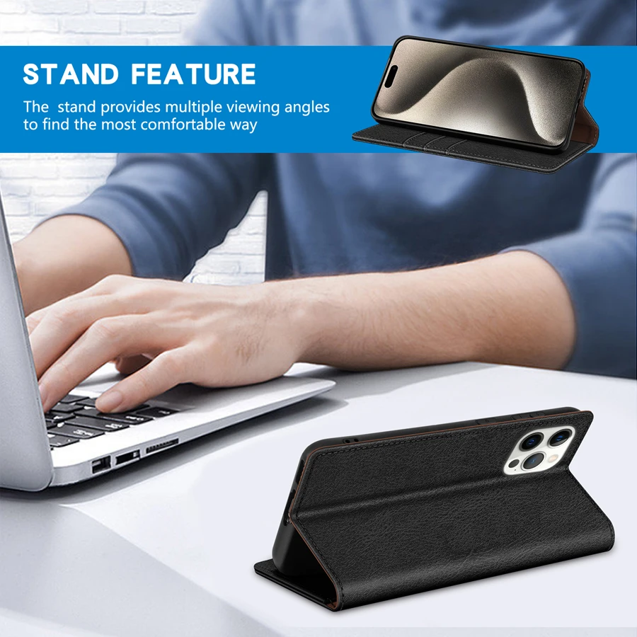 Wallet Skin Friendly Card Slot Magnetic Flip Leather Case For iPhone 17 Pro Max Air 16e 16 15 14 Plus 13 12 11 XR Card Holder