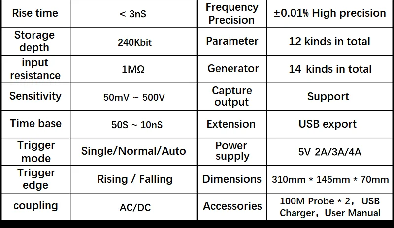1014D Digital Oscilloscope, 2-in-1 Dual Channel Input Signal Generator Desktop O