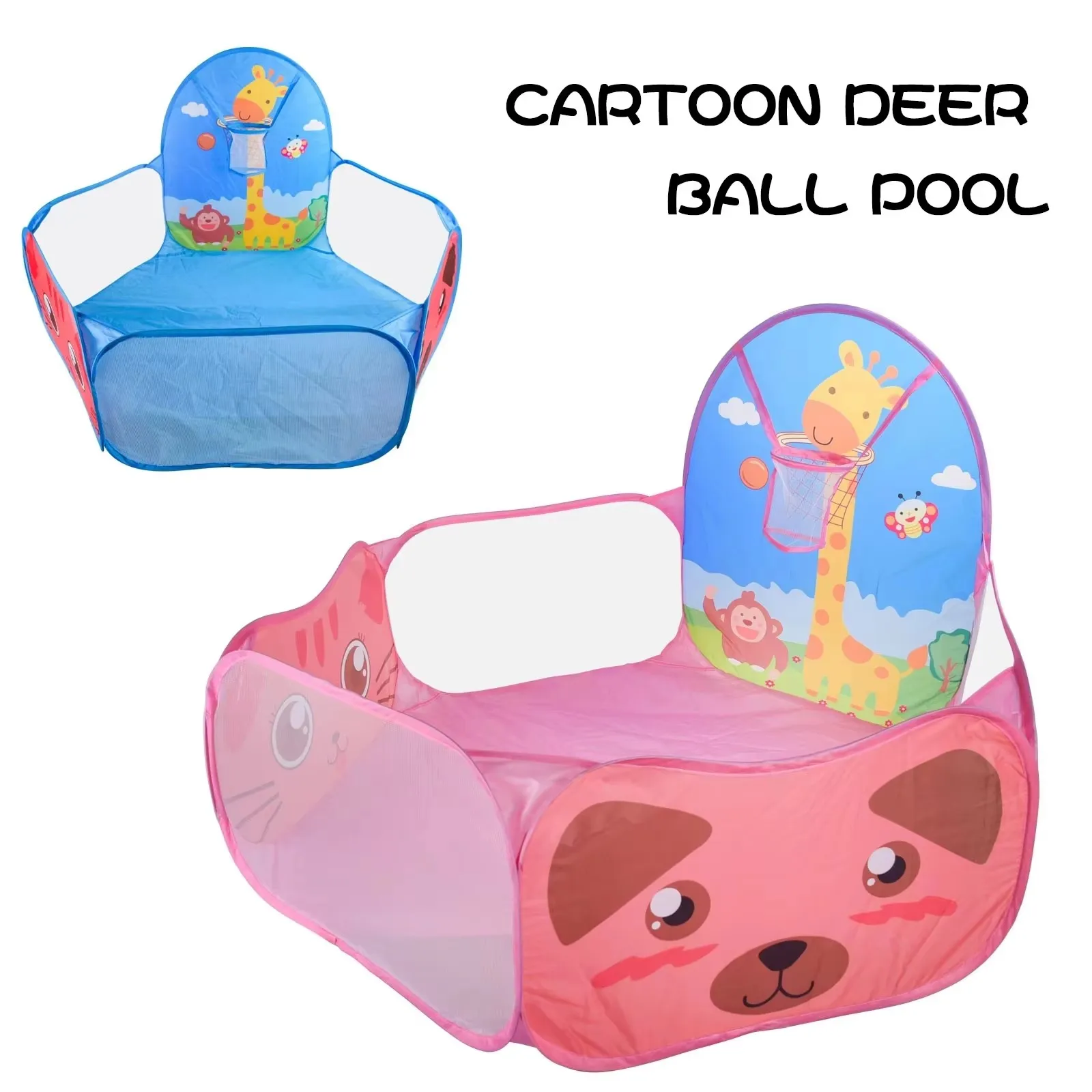 Curved Deer Cartoon Pattern Children's Ocean Wave Pool, Foldable Indoor And Outdoor Portable Toys