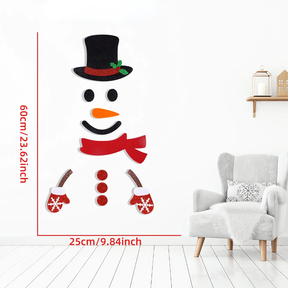 Felt Snowman for Kids Wall Double-Sided DIY Felt Christmas Snowman Set with  35 Glitter Detachable Ornaments for Xmas Decoration - AliExpress