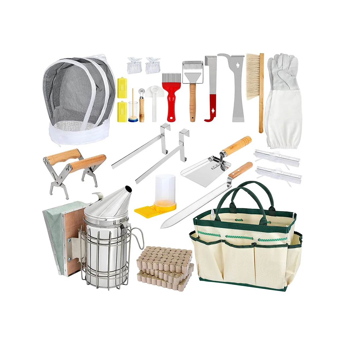 

Beekeeping Supplies, 26 Pieces Beekeeping Tools Bee Keeping Supplies-All Kit for Beginners and Professional Beekeepers