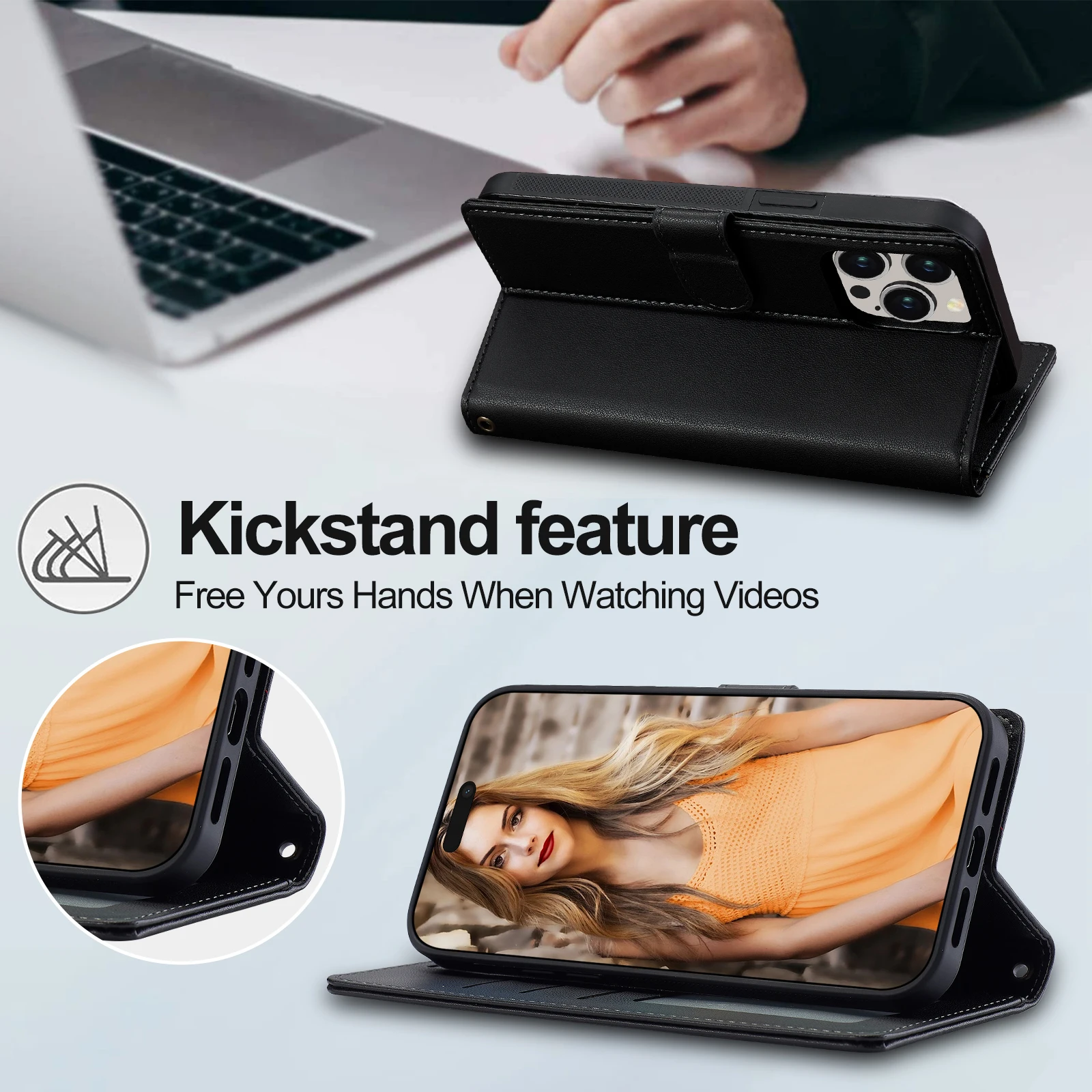 2 in 1 Removable Cards Solt Flip Leather Wallet Case For iPhone 15 Pro Max 14 Plus 16 13 12 11 SE 2022 XR XS Magnetic Bag Cover_voghion.com