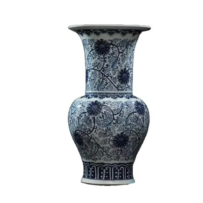 

Blue and white hand paint flower pattern big ceramic vase