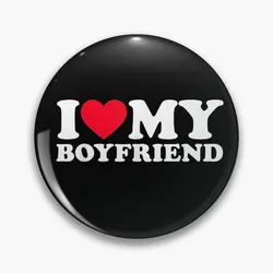 Boyfriend Love Shirt - Heart Design Soft Button Pin - Fashionable Women's Lapel & Collar Accessory - Cute Cartoon Metal Pin - 44mm(1.7in)