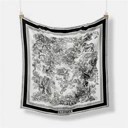 53CM Fashion Animal Tiger Print Women Scarves 100% Twill Silk Brand Square Scarves Fashion Neckerchief Shawls Design Hijab Scarf