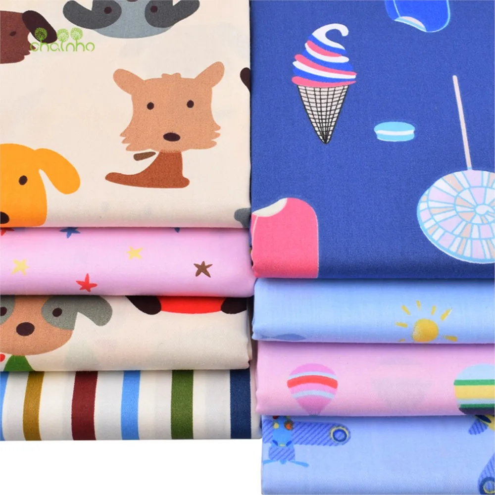 Chainho,Printed Twill Weave Cotton Fabric,DIY Quilting Sewing Material,Patchwork Cloth,Cartoon Series,8 Design Available,15C262