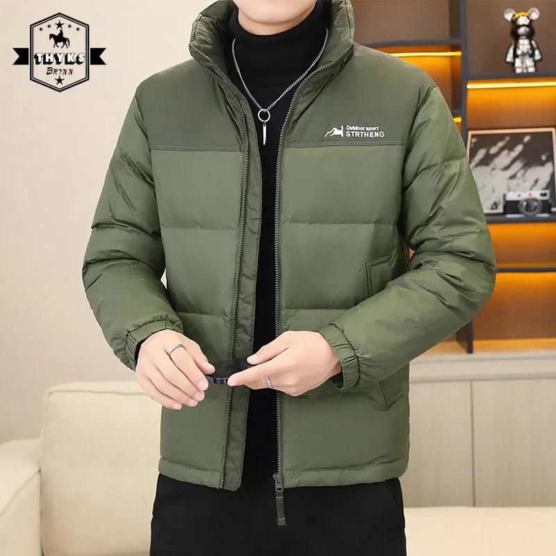 

Winter Mens Standing Collar Thickened Down Jacket Fashion Warm Loose Windproof Jackets Male Solid Casual Windbreak Coats Unisex