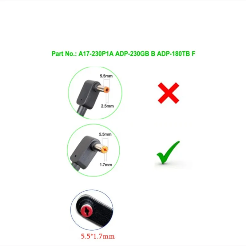 Adaptador do Portátil Carregador ac para Acer Predator Helios 300 Ph31553 Ph315-54 Triton 500 Pt515-52 A17230p1a Potência 230w 19.5v 11.8a - Imagem 6