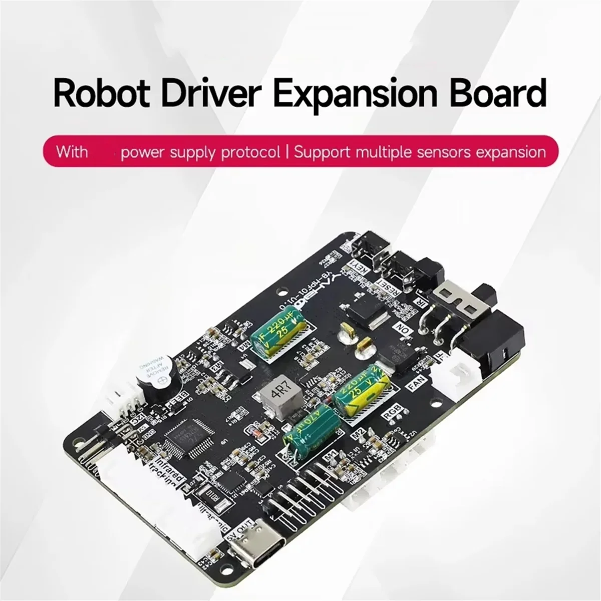For Raspberry Pi 5 Robot Expansion Drive Board Kit with Sensor Servo Motor Drive Controller Four-Wheel Steering Motor-CKFAM