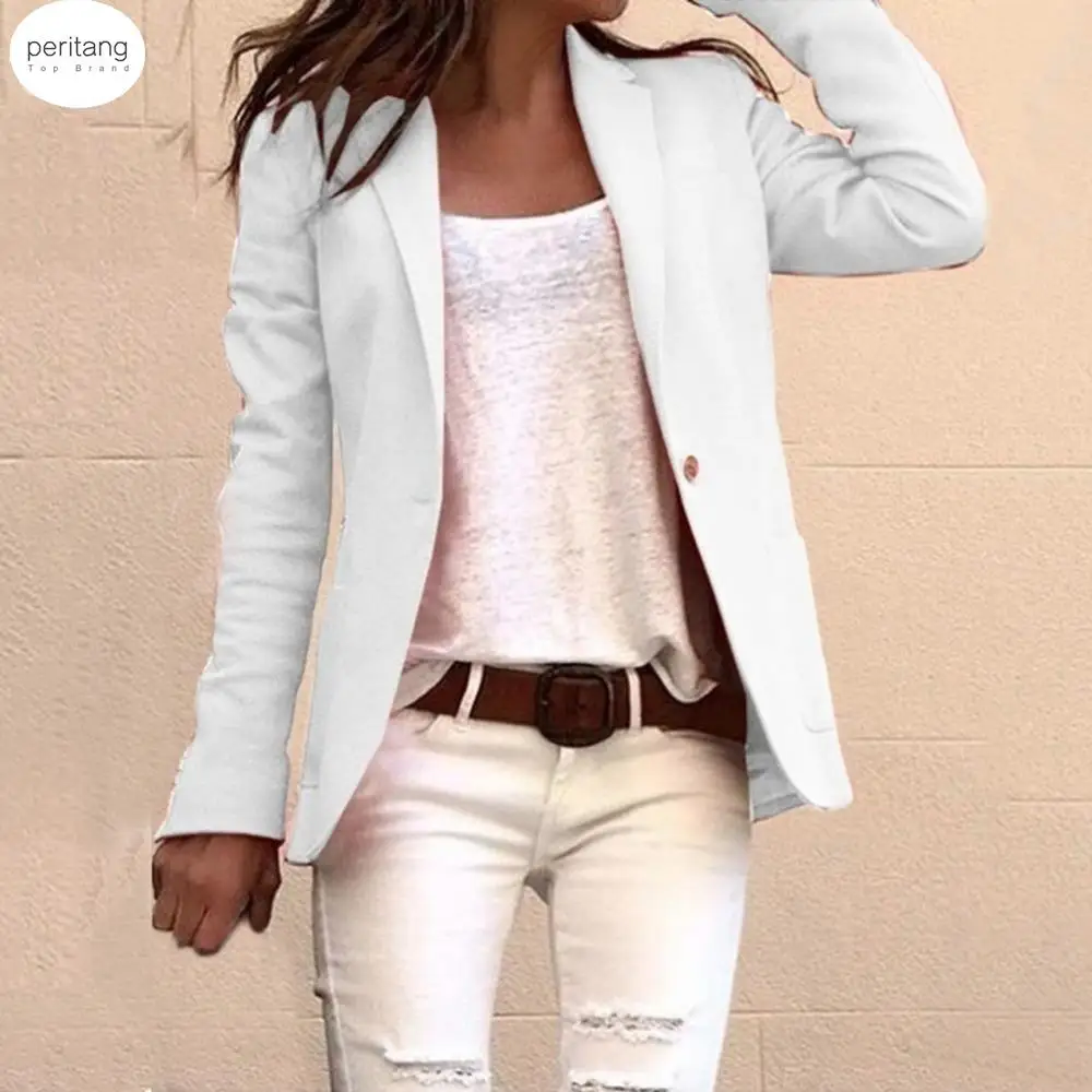 

2024 Casual Slim Blazer Feminino Women Solid One Button Coats Top Suit Office Lady Blazer Jacket Femme Open Stitch Streetwears