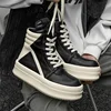 Women Men Platform Sneakers,Round Designer Original High Top Women Shoes,Ankle Boot Leather Chunky Thick Sole Flat Zip Shoes 2