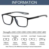 Lunettes de lecture de sport ultralégères pour hommes et femmes, lunettes anti-lumière bleue, lunettes de presbytie, lunettes optiques de vue de loin, dioptries 6